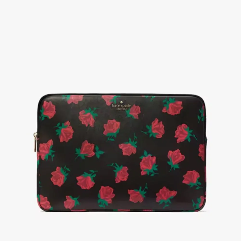 Kate Spade Madison Rose Toss Printed Laptop Sleeve Case w/Shopping Gift Set